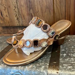 Vince Camuto Jeweled Split Toe Slip On Sandal Cooper Rose Gold